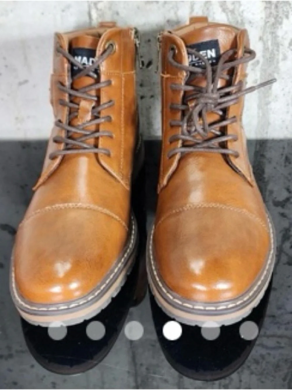 Steve Madden High Buckle Men's Tan Genuine Leather Lace-Up Casual Boots